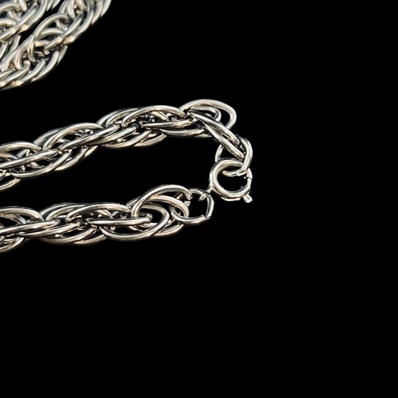 Vintage Chunky Silver Tone Rope Chain Necklace 50" (4977) - Picture 3 of 4